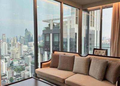 Modern living room with city view