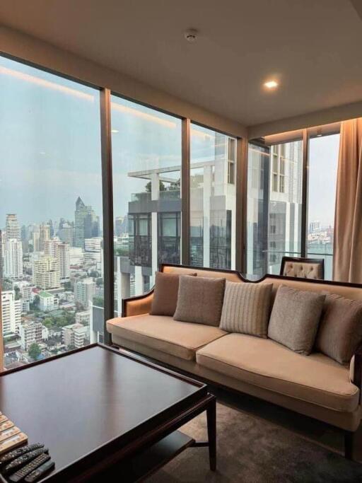 Modern living room with city view