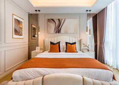 Well-designed bedroom with contemporary decor and ample natural light