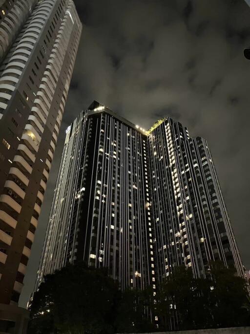 High-rise apartment buildings at night