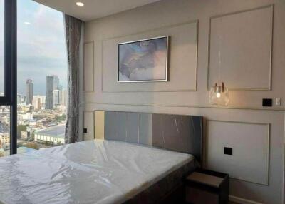 Modern bedroom with city view