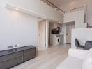 Modern duplex apartment with loft area and built-in kitchen