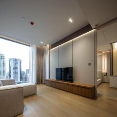 Modern living room with city view