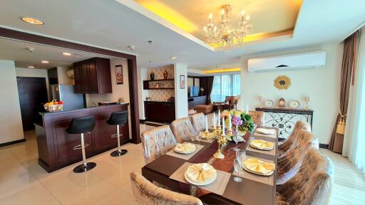 Spacious open-concept living and dining area with modern amenities