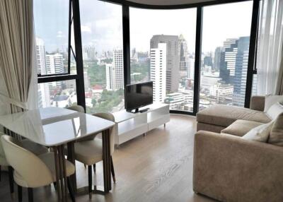 Modern living room with city view