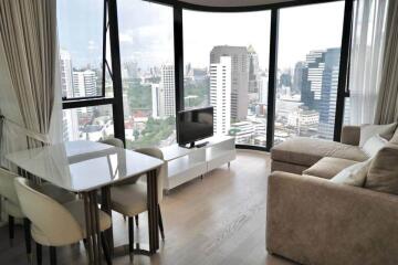 Modern living room with city view