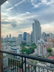 City skyline view from balcony