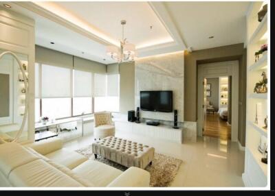 Spacious and modern living room with neutral tones