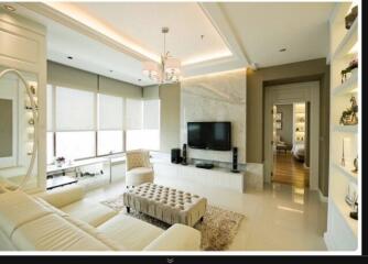 Spacious and modern living room with neutral tones