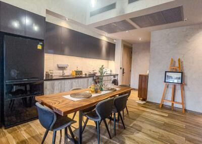 Modern kitchen with dining table