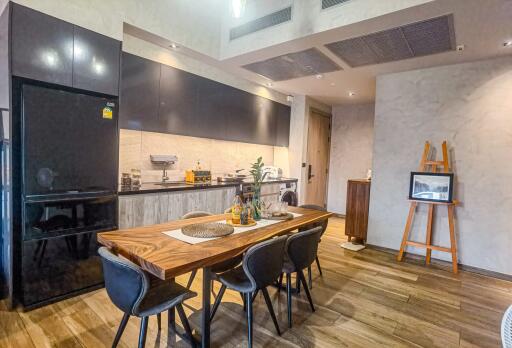 Modern kitchen with dining table