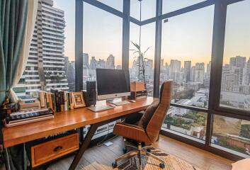 Home office with city view