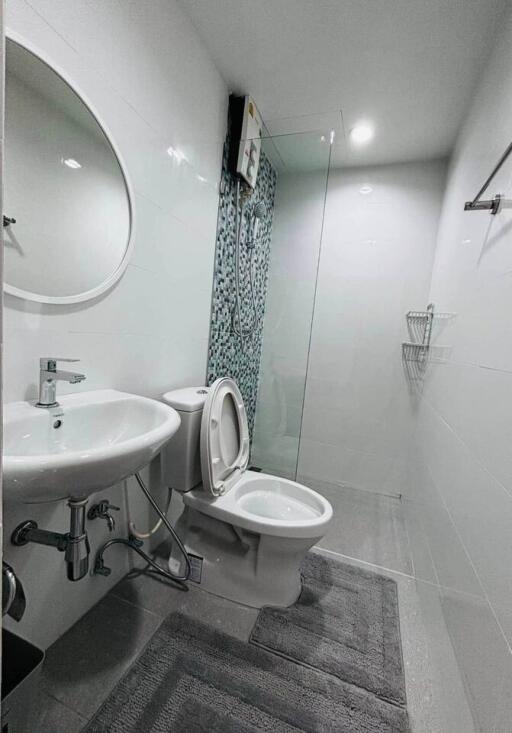 Modern bathroom with shower and toilet