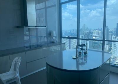 Modern kitchen with city view