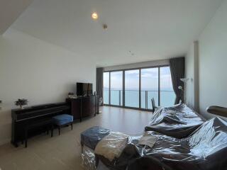 Spacious living room with ocean view