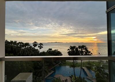 Balcony with ocean view and sunset