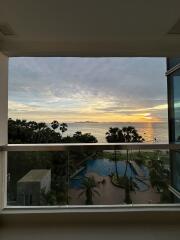 Balcony with ocean view and sunset