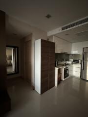 Modern kitchen and small dining area