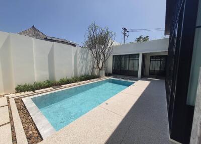 Outdoor view of a private swimming pool