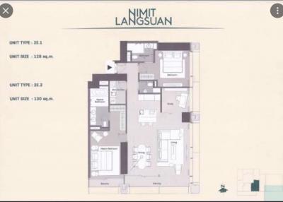 For SALE : Nimit Langsuan / 3 Bedroom / 2 Bathrooms / 128 sqm / 44500000 THB [S10540]