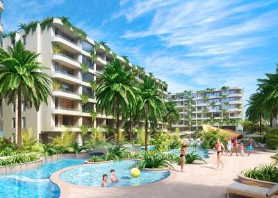 Fashionable 3-bedroom apartments, with garden view, on Layan Beach beach