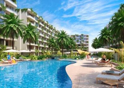 Fashionable 3-bedroom apartments, with garden view, on Layan Beach beach