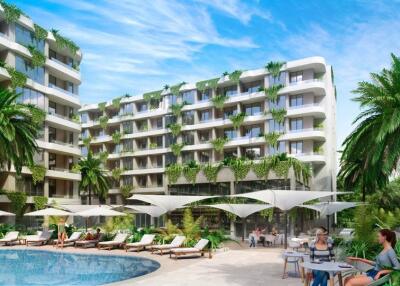 Fashionable 3-bedroom apartments, with garden view, on Layan Beach beach